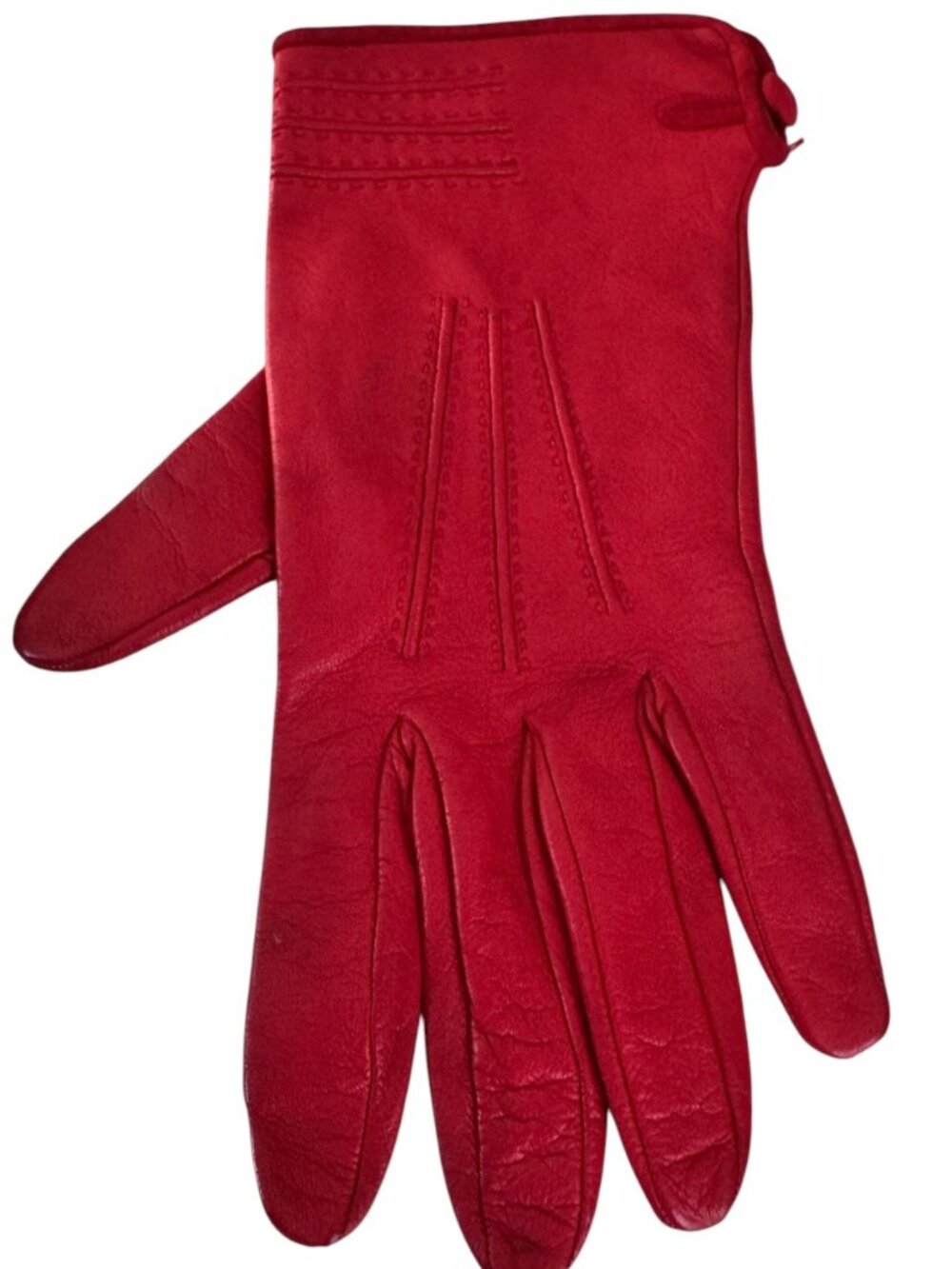 Vintage Giorgio Armani Milano Red Leather Gloves Made in Italy, Silk lined SzM